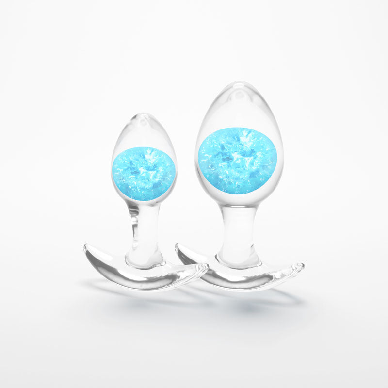 Glams Cosmic 2-Piece Butt Plug Set – Blue & Clear Silicone Plugs (2 Sizes, Body-Safe, USB Rechargeable)