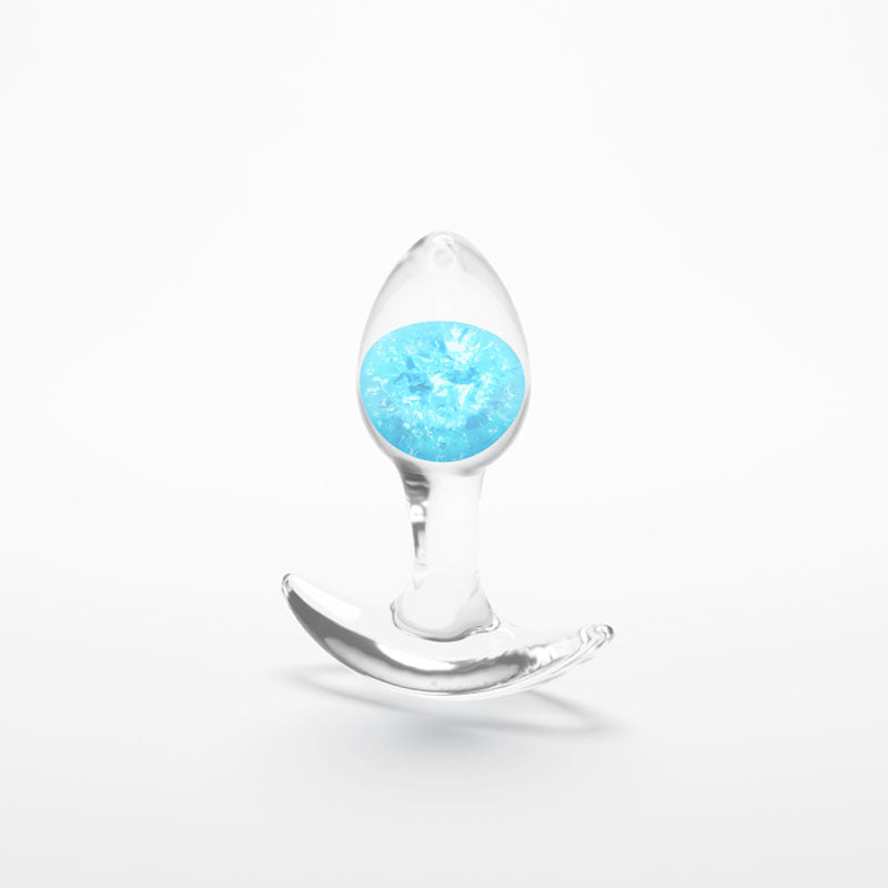 Glams Cosmic - Small Clear/Blue Butt Plug - Body-Safe Silicone - 8.1 cm (Gender-Neutral, Wellness-Focused)