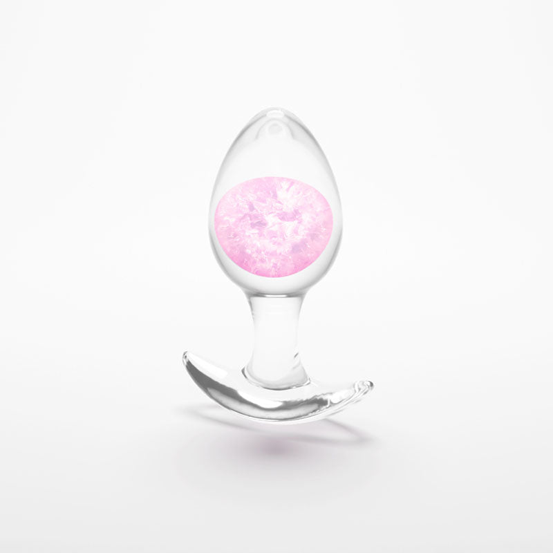 Glams Cosmic Body-Safe Silicone Medium Butt Plug – Clear/Pink (9.5 cm, Gender-Neutral, Wellness-Infused)