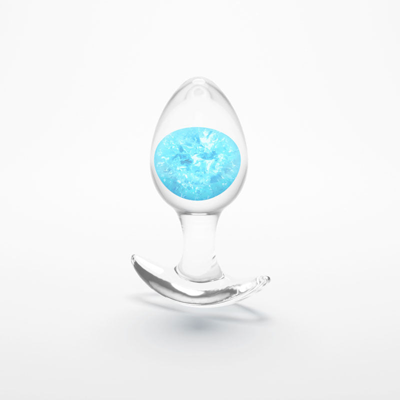 Glams Cosmic Body-Safe Silicone Medium Butt Plug - Clear/Blue 9.5 cm