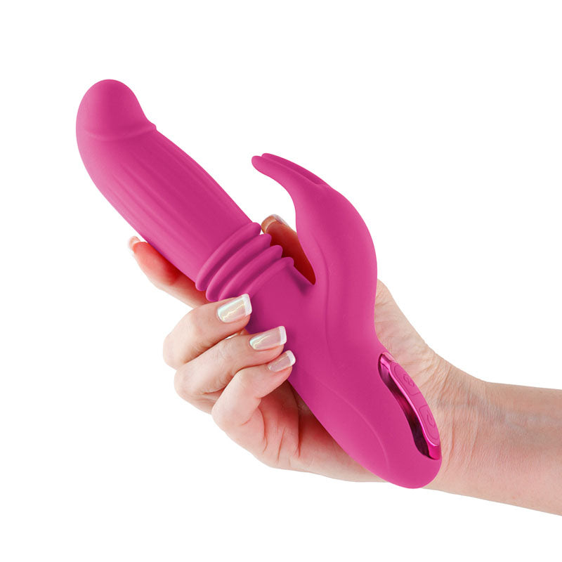 INYA Passion - Pink Thrusting Rabbit Vibrator (22.2 cm, USB Rechargeable, Body-Safe Silicone)