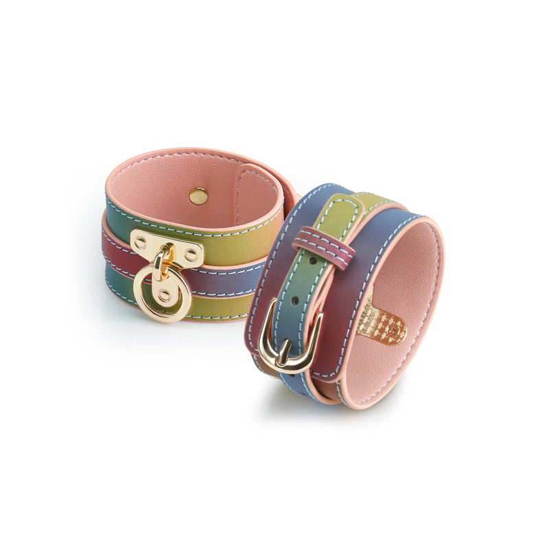 Spectra Bondage Ankle Cuffs - Vibrant Rainbow Restraints (Adjustable, Comfortable Fit)