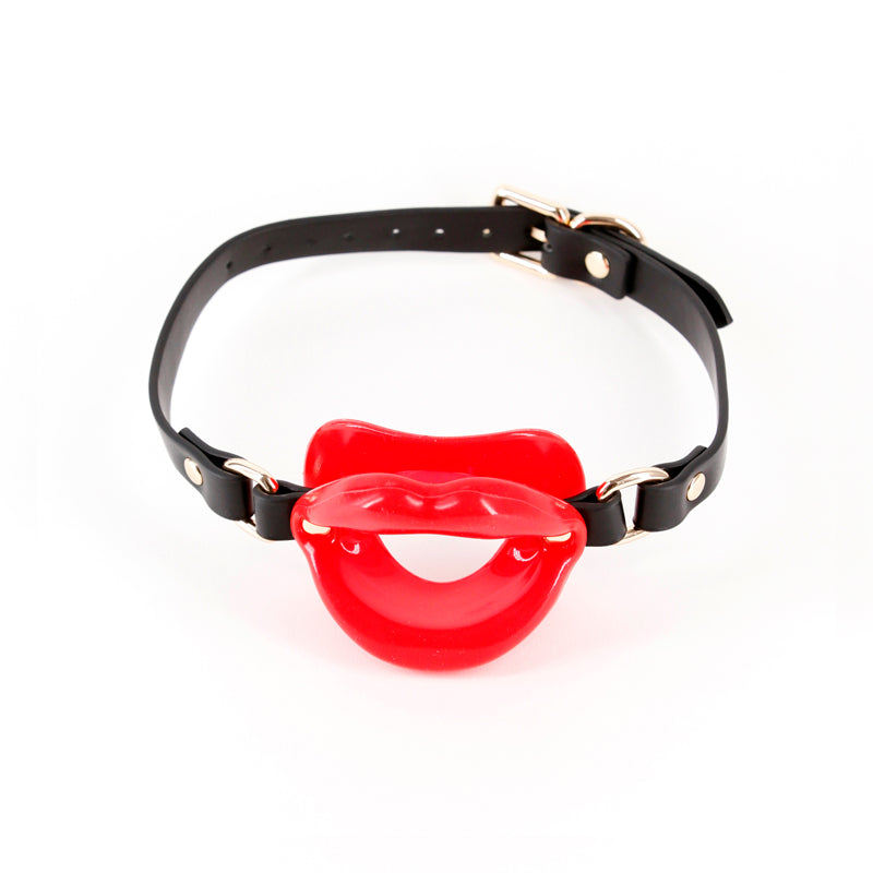 Kourtney Red Lips Open Mouth Restraint - Body-Safe Fetish Fashion Accessory for All Genders