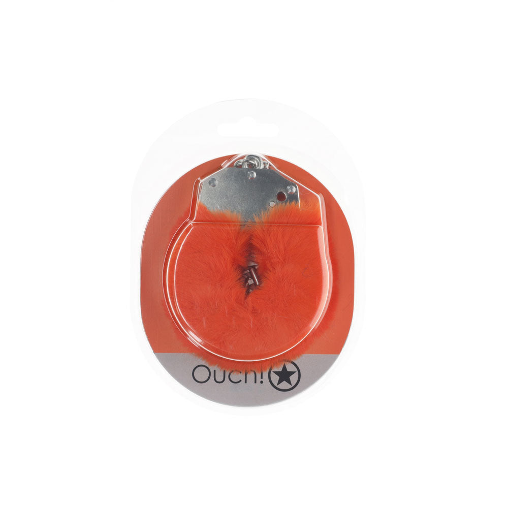 OUCH! Heavy-Duty Fluffy Cuffs – Soft Orange Restraints for Comfortable Bondage Play