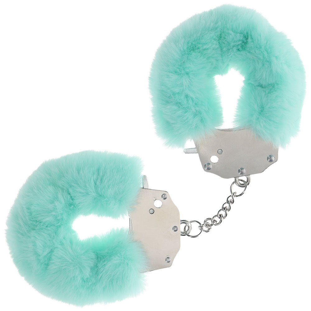 OUCH! powder green heavy-duty fluffy handcuffs