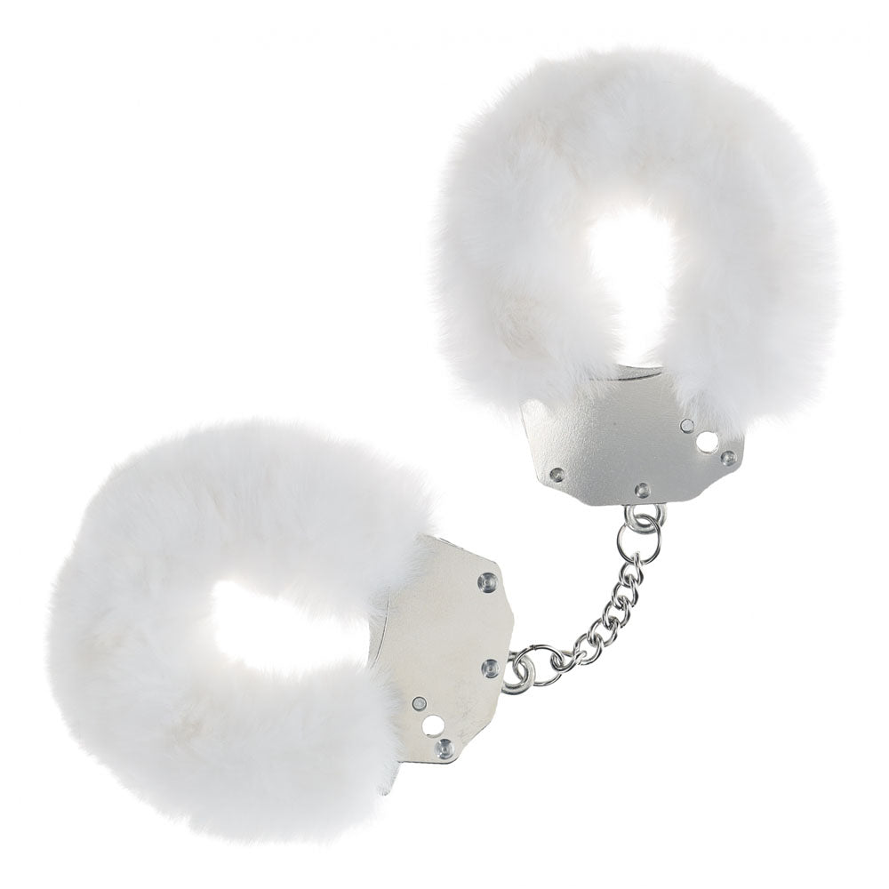 OUCH! white heavy-duty fluffy handcuffs