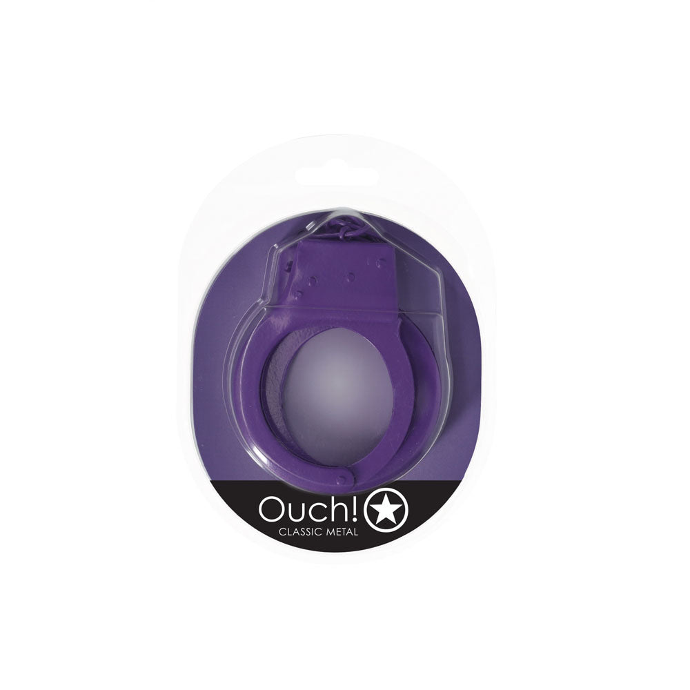 OUCH! Classic Metal Restraints - Purple - Body-Safe Adjustable Cuffs for Enhanced Pleasure