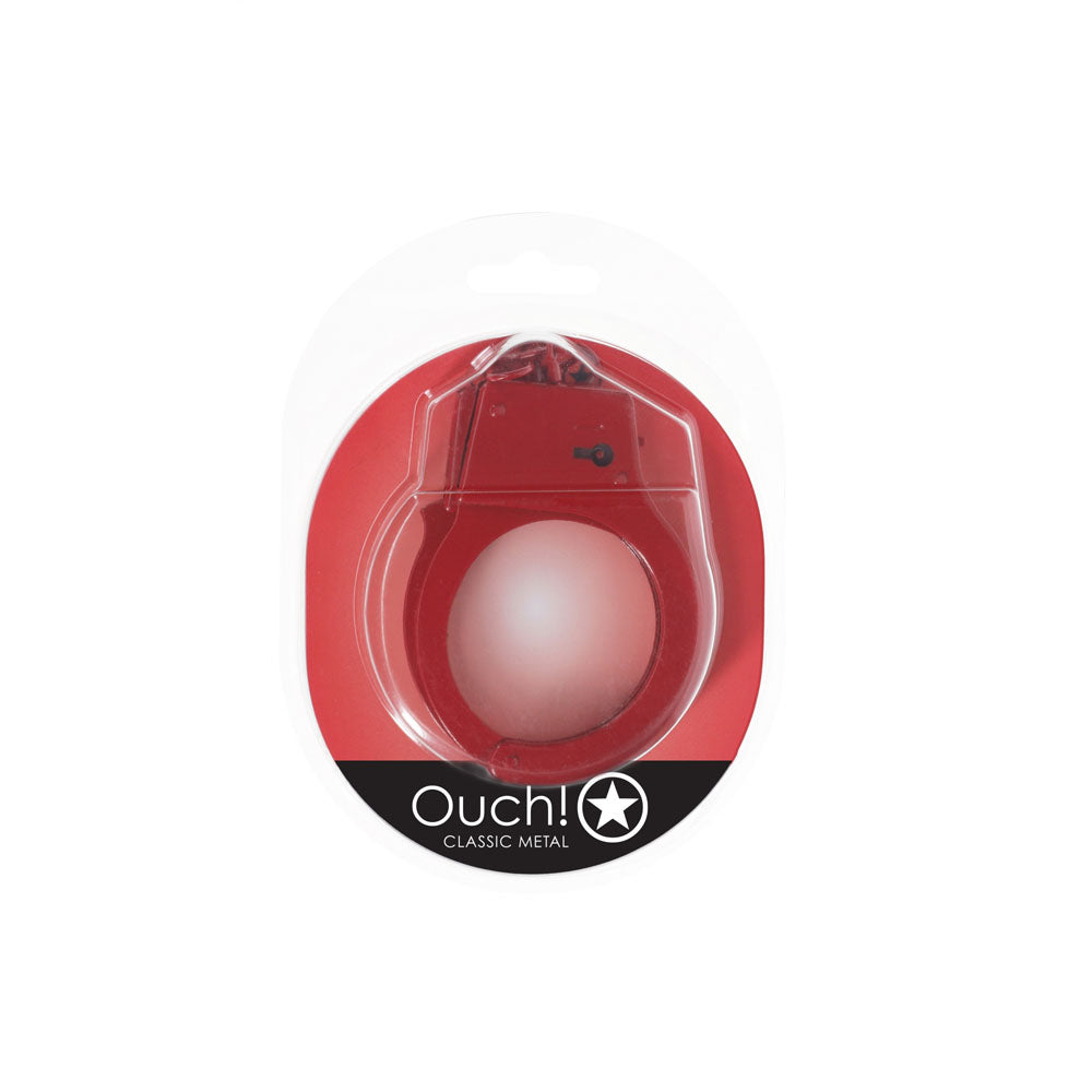 OUCH! Classic Red Metal Cuffs - Durable Restraints for Comfort and Control