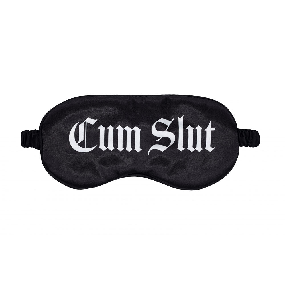 Satin Eye Mask for Sleep and Relaxation – Cum Slut Design in Black