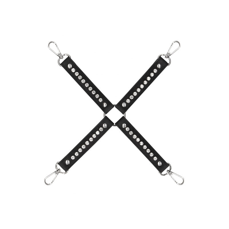 Diamond-Studded Hogtie Restraint - Luxurious Black Bondage Accessory for Enhanced Sensory Play