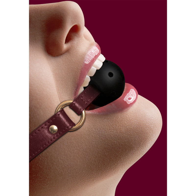 OUCH! Halo - Breathable Burgundy Ball Gag for Enhanced Sensory Play - Comfortable Mouth Restraint