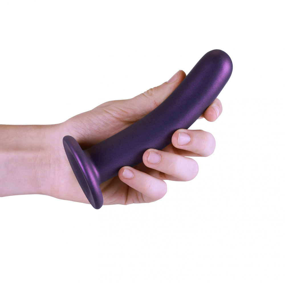 OUCH! Body-Safe Smooth Silicone G-Spot Dildo - 6'' / 14.5 cm - Metallic Purple