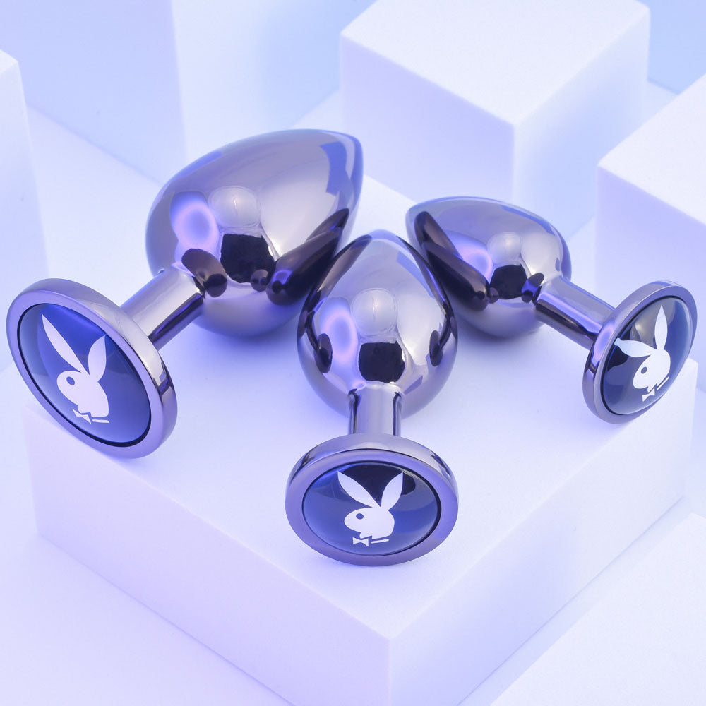 Playboy Pleasure 3-Way Metal Butt Plug Set - 3 Sizes for Versatile Exploration (Body-Safe, Gender-Neutral)