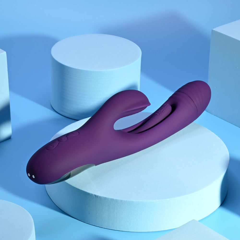 Playboy Pleasure THE THRILL - USB Rechargeable Rabbit Vibrator in Vibrant Purple (24.4 cm) for Ultimate Wellness and Intimacy