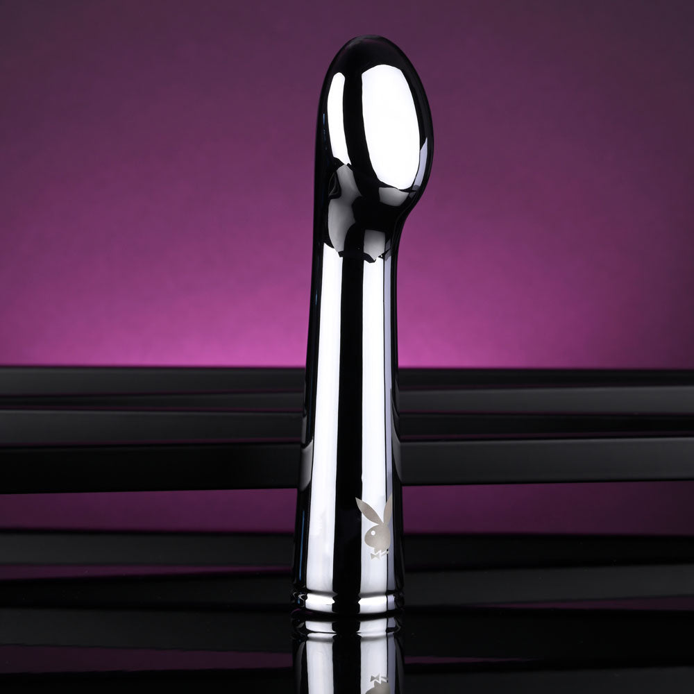 Playboy USB Rechargeable Vibrator – Chrome – 14 cm Personal Massager