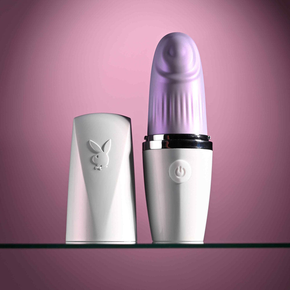 Playboy Pleasure GETAWAY - White/Purple 14.2 cm USB Rechargeable Tapping Stimulator for Enhanced Intimacy