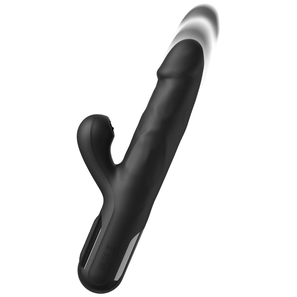 FFS Sonix Silicone Thruster - Black 22 cm USB Rechargeable Thrusting Vibrator with Flicking Clitoral Stimulator