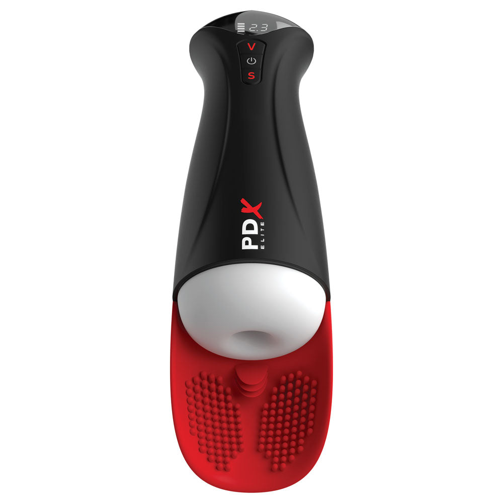 PDX Elite Masturbator – USB Rechargeable, Compact Design – White/Red