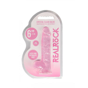 REALROCK crystal clear pink 6 inch dildo with balls – image 3