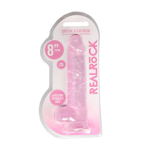 REALROCK crystal clear pink 8 inch dildo with balls – image 3