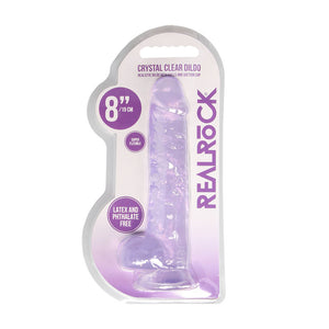 REALROCK crystal clear purple 8 inch dildo with balls – image 3