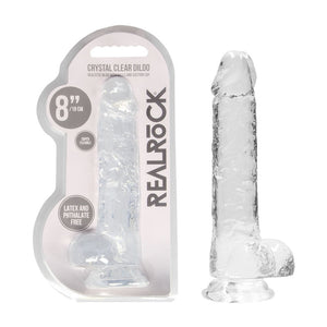 REALROCK crystal clear clear 8 inch dildo with balls