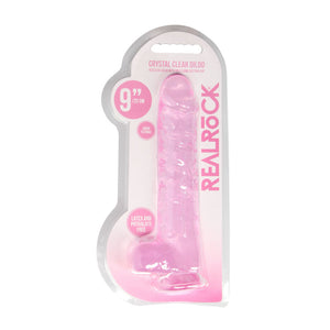 REALROCK crystal clear pink 9 inch dildo with balls – image 3