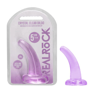 REALROCK crystal clear purple curved pegging dildo