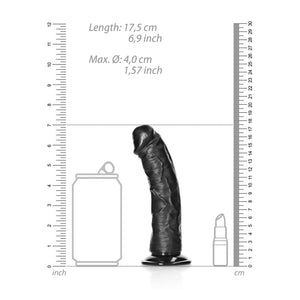 REALROCK curved dildo size chart: 17.5 cm length, 4 cm diameter