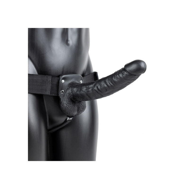 REALROCK Strap-On – Hollow Design, Body-Safe Silicone – Black – 23 cm