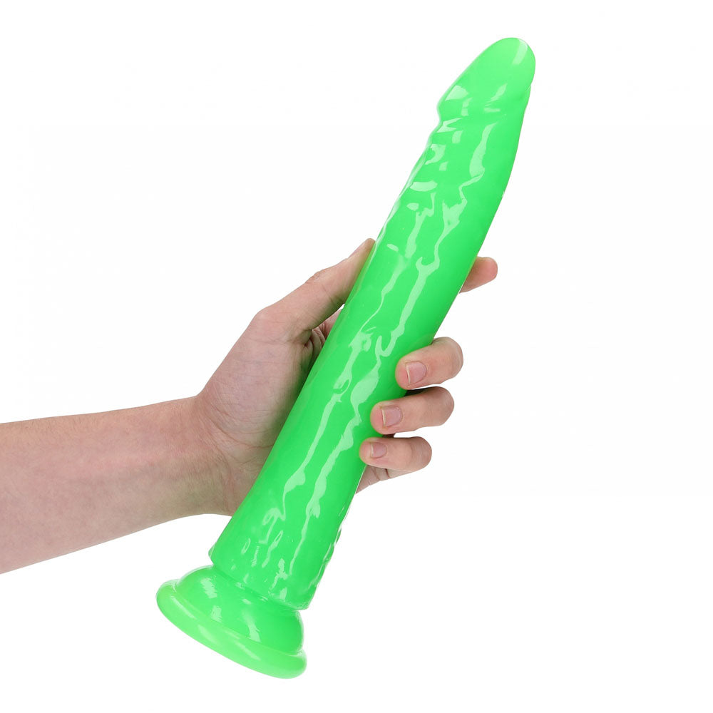 REALROCK 29 cm Glow-in-the-Dark Neon Dong – Slim Design in Vibrant Green (11 inches, Body-Safe Silicone)
