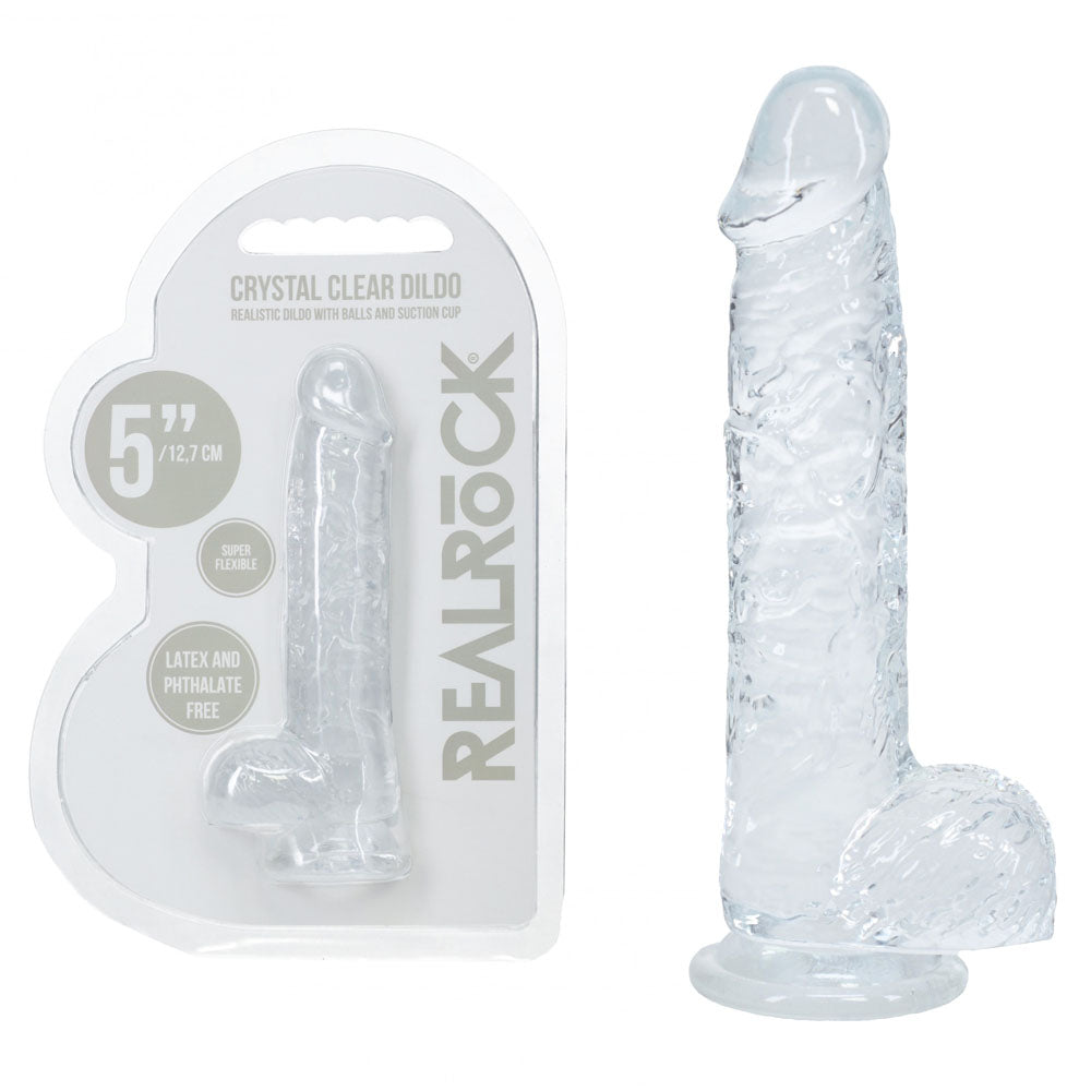 REALROCK crystal clear clear 5 inch dildo with balls