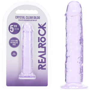 REALROCK crystal clear purple 5 inch slim dildo