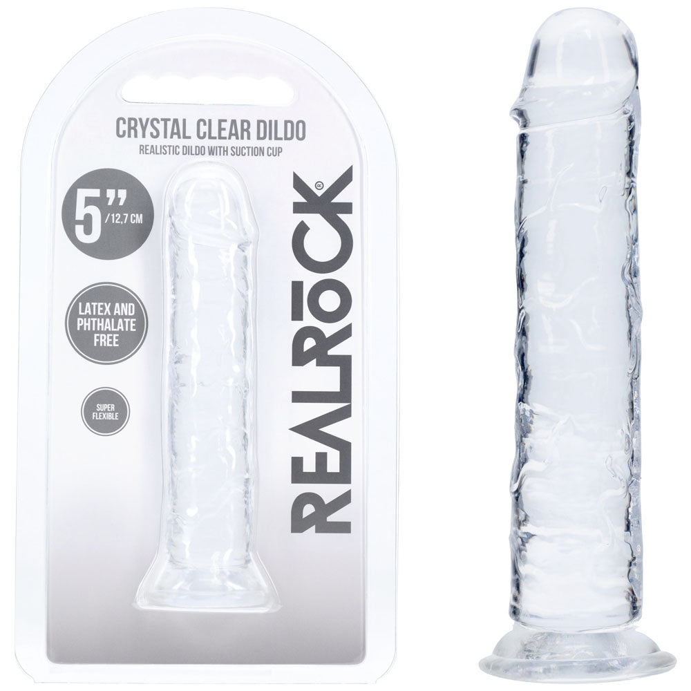 REALROCK crystal clear clear 5 inch slim dildo