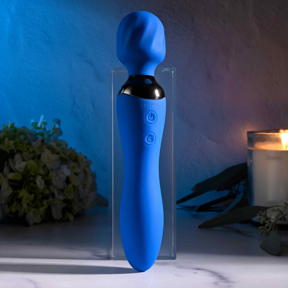 Selopa Vibrator – Rechargeable – Body-Safe Silicone – Blue – 20 cm