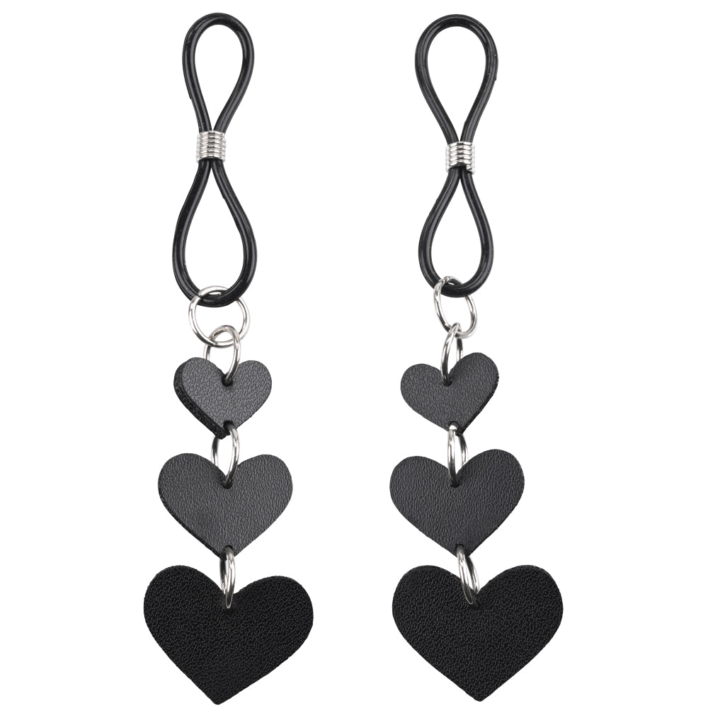 Sex & Mischief Bondage Toys – Heart Nipple Ties – Black – Set of 2