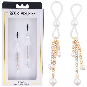 Sex & Mischief gold pearl nipple ties