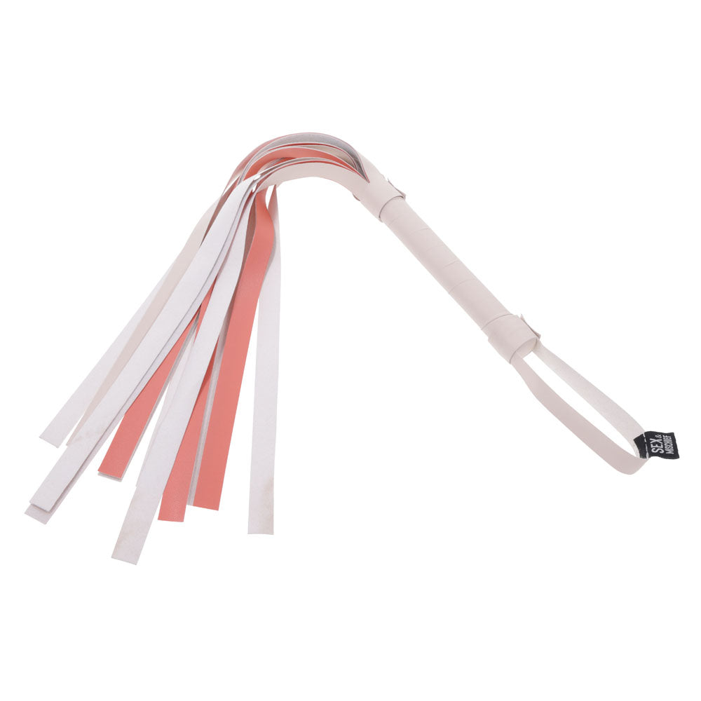 Sex & Mischief Peaches n CreaMe Stripe Flogger - Soft Peach 80 cm Body-Safe Whip for Sensual Play