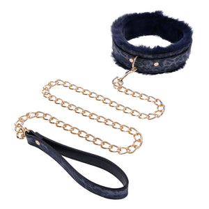 Sex & Mischief Cougar navy fur collar and leash