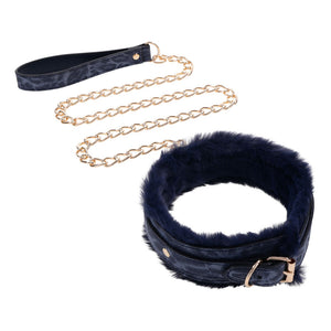 Sex & Mischief Cougar navy fur collar and leash – image 2