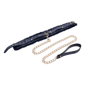 Sex & Mischief Cougar navy fur collar and leash – image 6