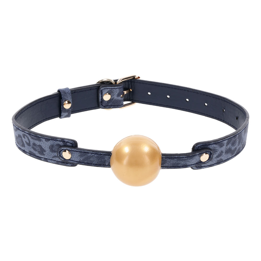 Sex & Mischief Bondage Toy – Mouth Restraint – Navy Blue/Gold