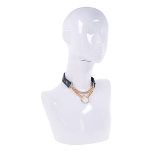 Sex & Mischief Cougar navy and gold day collar – image 2