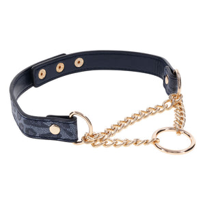 Sex & Mischief Cougar navy and gold day collar – image 6