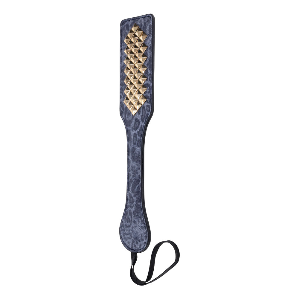 Sex & Mischief Cougar Studded Paddle - Navy Blue with Gold Studs (Body-Safe, Gender-Neutral Design)