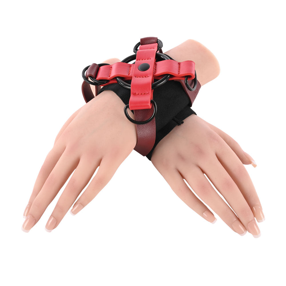 S&M Bondage Toys – Cross Cuffs – Red/Black