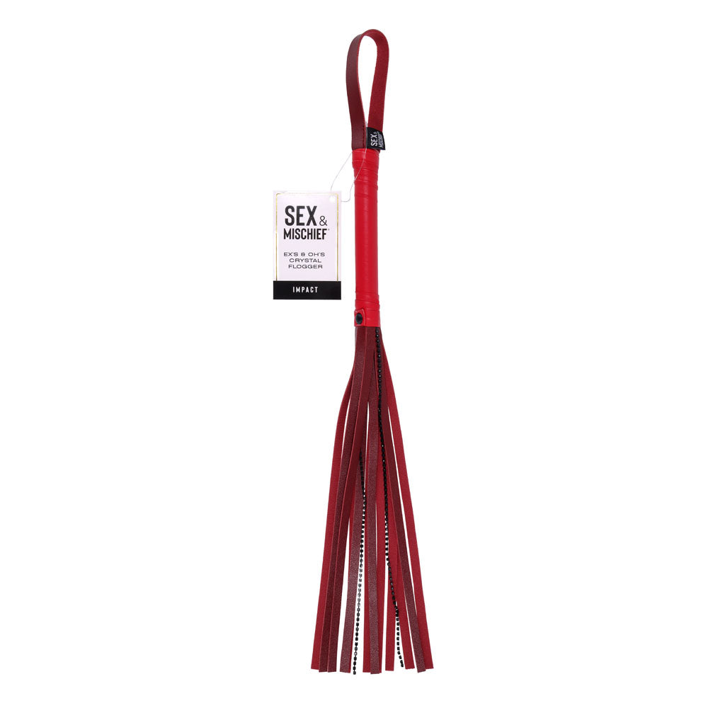 Sportsheets Ex's and Oh's red crystal flogger