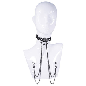 Sex & Mischief black lace collar with nipple ties – image 5