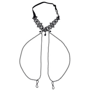 Sex & Mischief black lace collar with nipple ties – image 6