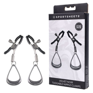 Sportsheets Velvet Noir gunmetal tuggable nipple clamps